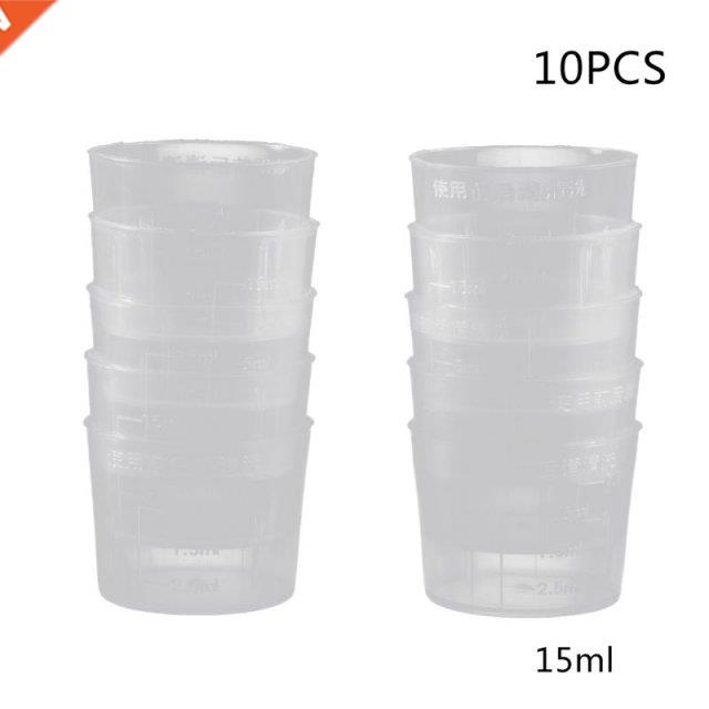 10Pcs 15ml Clear Plastic Measuring Cup Graduated Measure Bea
