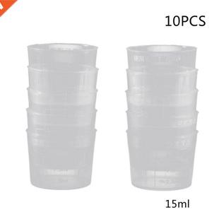 10Pcs 15ml Clear Plastic Measuring Cup Graduated Measure Bea