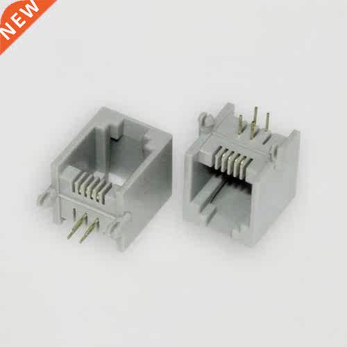 100pcs RJ11 6P6C Modular Jack Socket 6 Pin 90 Degree Curved