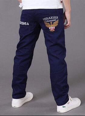 2021 Autumn Blue Letters Big Kids Jeans for A Boys Trousers