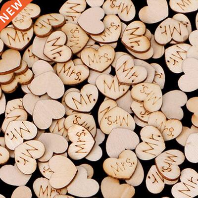 New 200Pcs MR./MRS. Wooden Hert Tble Confetti Wedding Prt