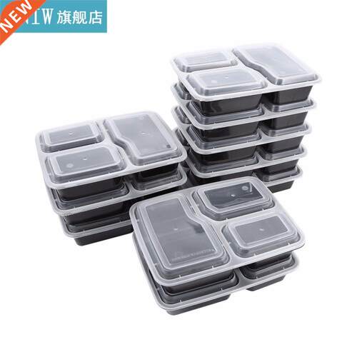 10Pcs Plastic Reusable Bento Box 1/2/3 Compartment Lunch Box