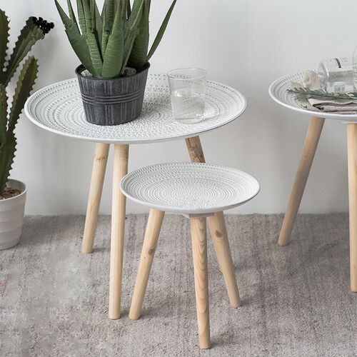 Creative Round Nordic Wood Coffee Table Bed Sofa Side Table