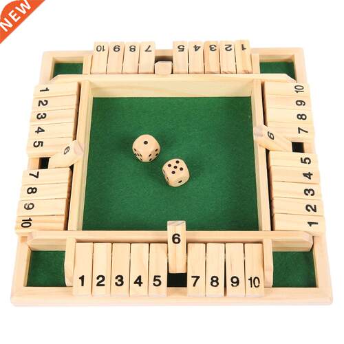 Four Sided 10 Numbers Shut The Box Board Game Wooden Flap