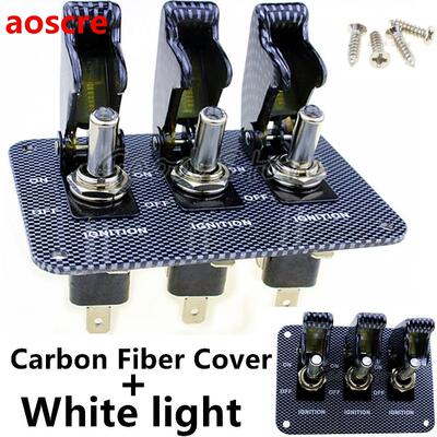 1PCS 3X12V Carbon cap White light LED Safety Cover Aircraft
