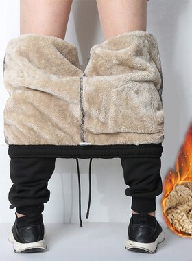 Men's Winter Pants Outside Warm Joggers Thicken Men Sweatpan