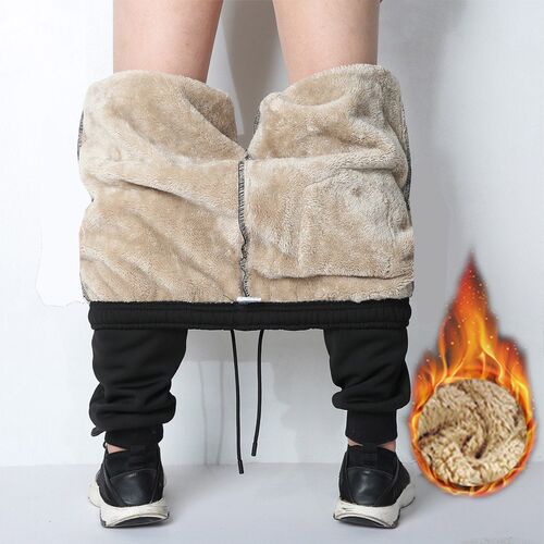 Men's Winter Pants Outside Warm Joggers Thicken Men Sweatpan