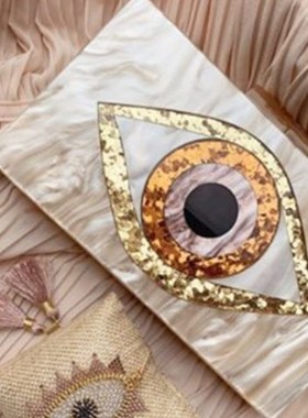 Ethnic Evil Eye Bag Purse Acrylic Box Clutches Travel Lady P