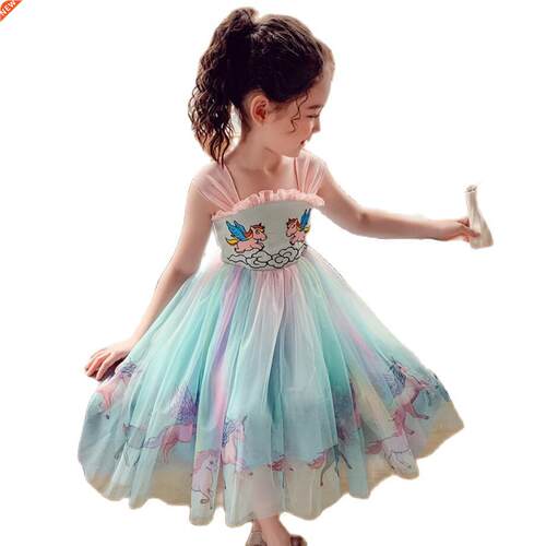 2021 Girls Summer New Fashion Girls Children's Dress Flo
