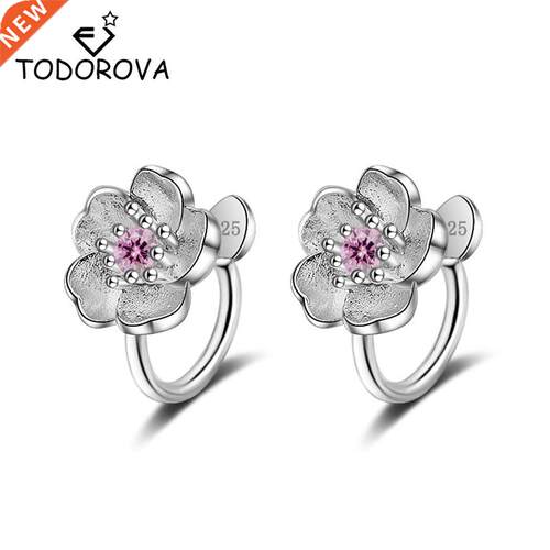 Todorova Korea Style Crystal Cherry Blossom Flower Clip on