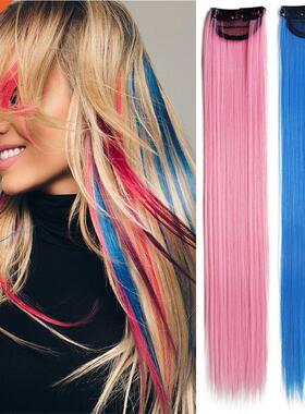 Synthetic Colored Hairpieces Clip in Hair Extension One Piec