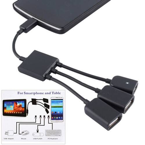 3 in 1 USB OTG Cable Micro USB Hub USB OTG Adapter for Smart