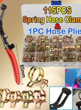 115 PCS Zinc Plted 6-22mm Spring Hose Clmps + 1PC Stright
