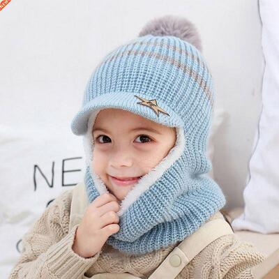 2020 Knit Short Plush Hooded Scarf Kids Hat And Scarf Child
