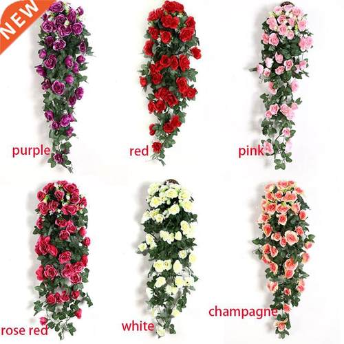 Artificial Flowers Rattan Vine Wall Hanging Rose Home Decor