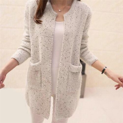 Winter Warm Women jacket coat Solid Color Pockets Knitted Sw