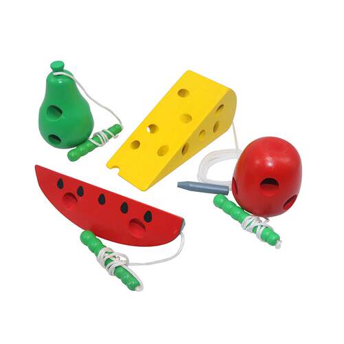 Wooden Education Baby Kindergarten Mouse Thread Cheese Playt