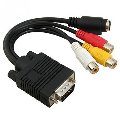 PC VGA SVGA TO S-Video 3 RCA Composite HD AV TV Out Converte