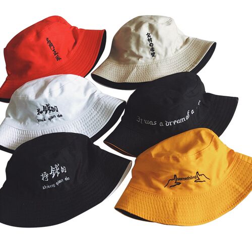 Double Sided Wear Finger Something Embroidery Panama Bucket