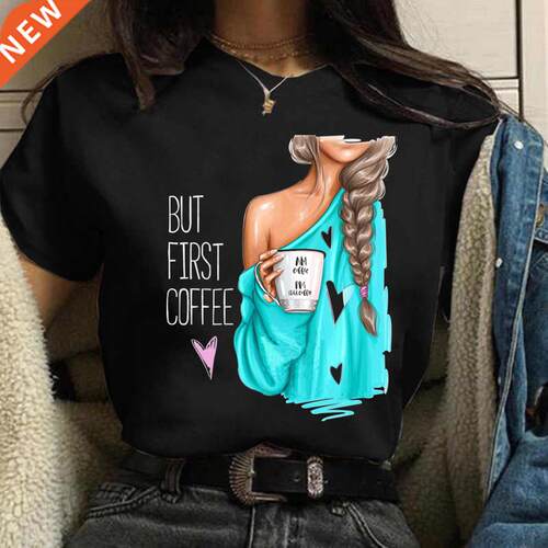 Coffee Girl Casual Women's T-shirt New Black Women's