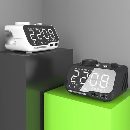 Digital Alarm Clock Bluetooth Speaker FM Radio Temperature S