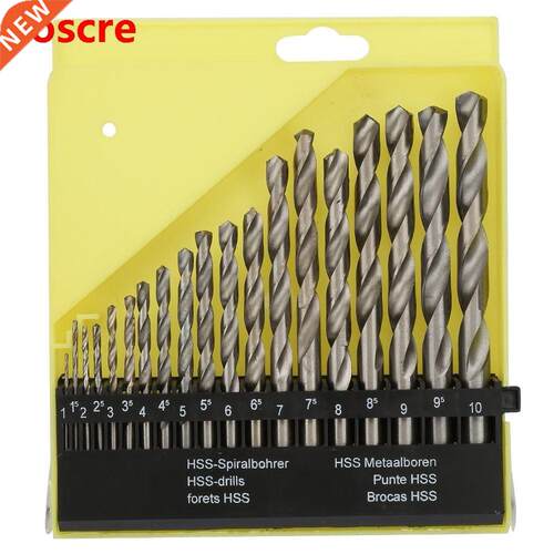 19pcs HSS High Steel Straight Shank Drill Bit Set +Case 1-10