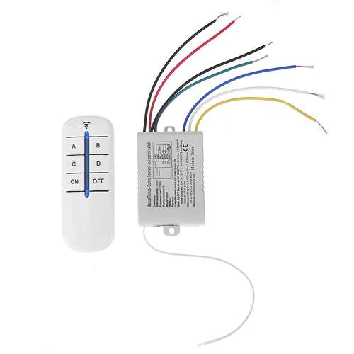 4 Relay 220V Wireless Remote Control Switch ON/OFF 220V Lamp