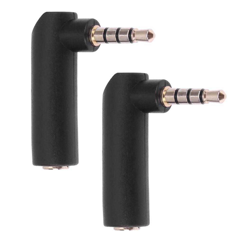 2Pcs 3.5mm 90 Degree 4 Pole Audio Stereo Male to Female Exte