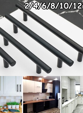 2~12 Inches Furniture Handles Stainless Steel Black T-type