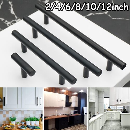 2~12 Inches Furniture Handles Stainless Steel Black T-type