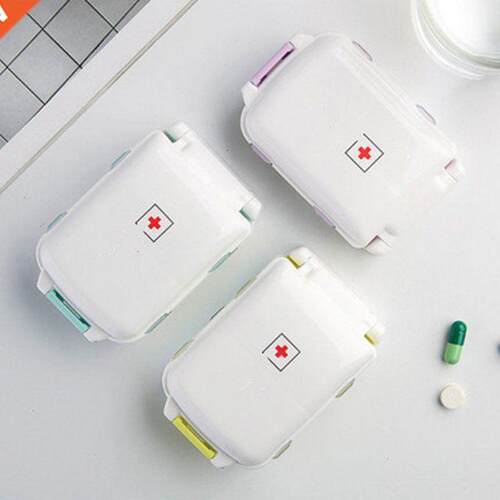 2021 Pill Box Wheat Sealed 8 Grids Pill Container Organizer