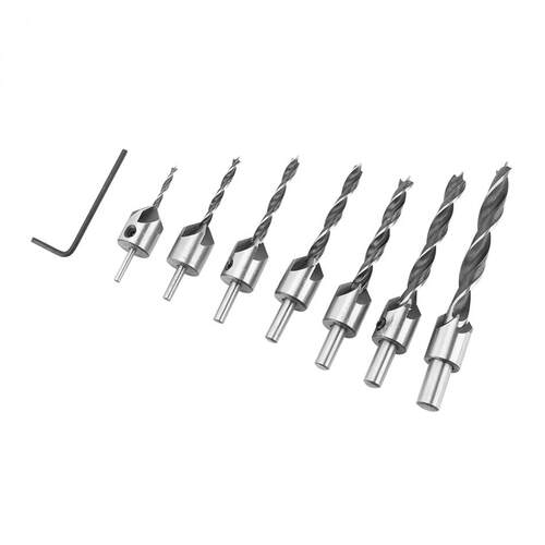 8Pcs 5 Flute Countersink Drills Bit HSS Drills Bit Reamer Se
