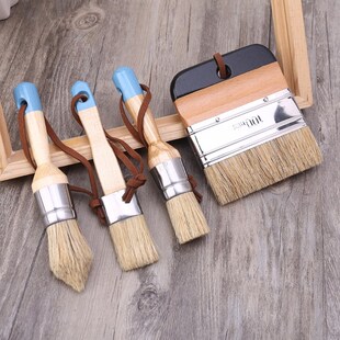4 Pcs Round Flat Pointed and Wide Chalk Paint Wax Brush Ergo