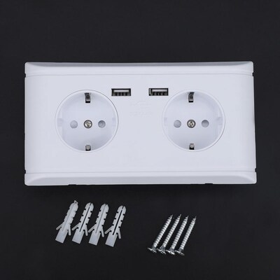 EU Plug Wall Socket With 1.2A Dual USB Charge Port Charger A
