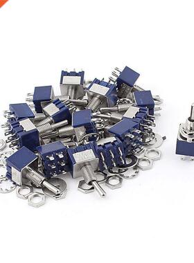 20Pcs AC 125V 6A ON-OFF-ON DPDT Locking Mini Switch Blue 6mm