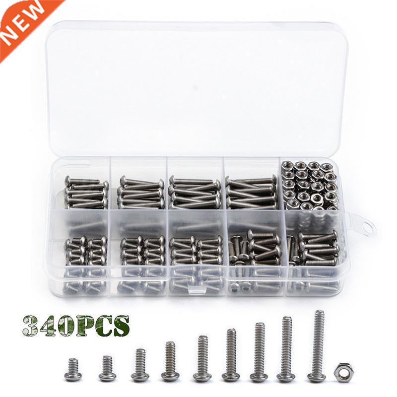 340Pcs/Set 5/6/8/10/12/14/16/18/20mm Assorted Stainless Stee