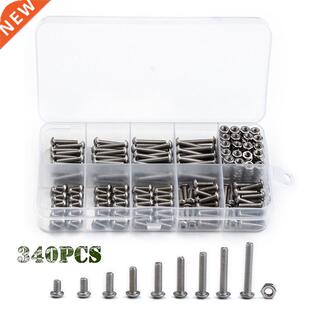 340Pcs/Set 5/6/8/10/12/14/16/18/20mm Assorted Stainless Stee