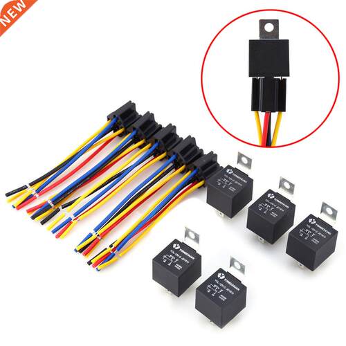 5 Set DC 12V 40A AMP Relay & Socket SPDT 5 Pin 5 Wire YC
