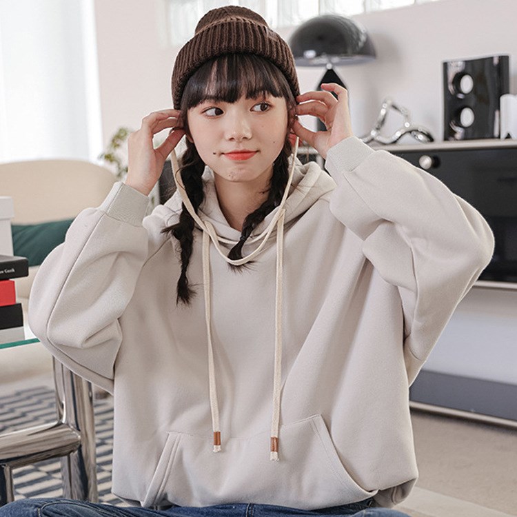Casual hooded jacket with loose matching fleece hoodie