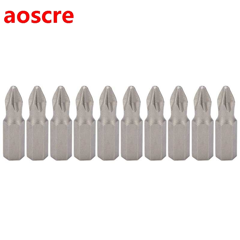 10Pcs 25mm Cross Screwdriver Bits S2 Alloy Steel Non-Slip Ma
