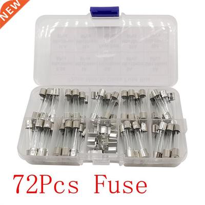 72Pcs 6x30mm Fast-blow Glass Fuse Car Glass Tube Fuses Assor