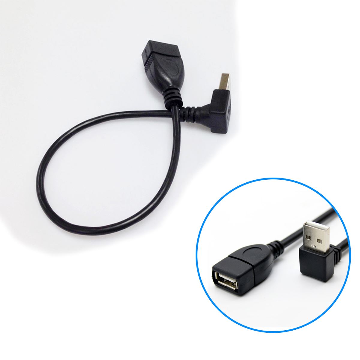 USB2.0 male to female extension cable 25CM 90 degree elbow e