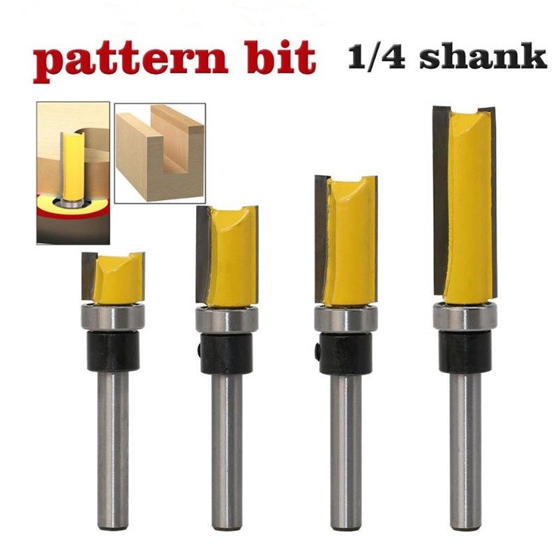 1/4 shank template trim hinge mortising router bit straight