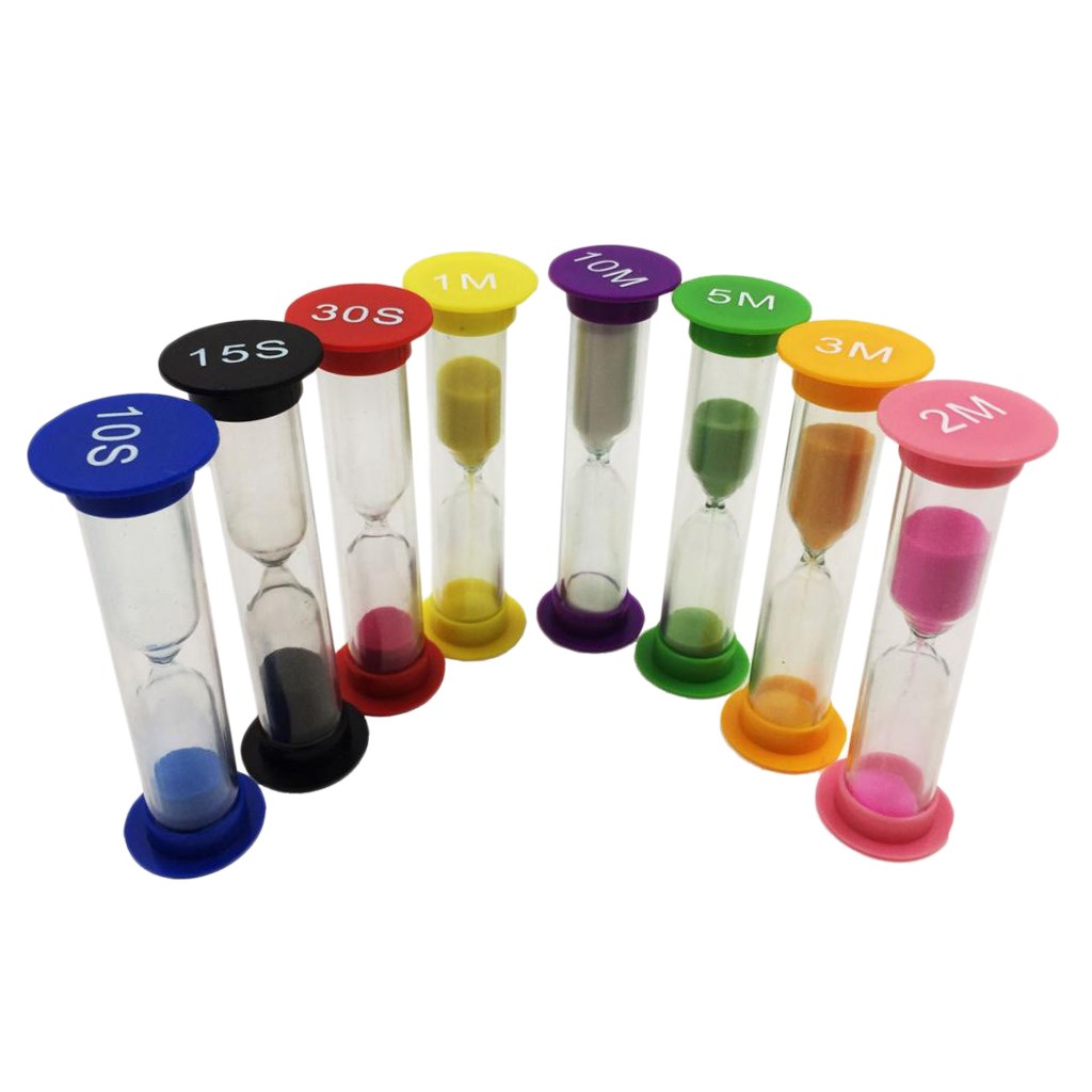 8 Set Sand Timer Clock 10/ 15/ 30 Seconds & 1/ 2/ 3/ 5/ 10 M