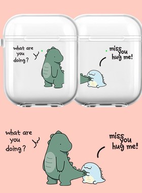 For Airpods Case Cute Cartoon Dinosaur Couple Airpod Pro Ca