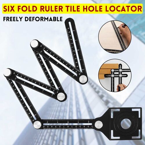6 Fold Tile Hole Locator Aluminium Alloy Angle Ruler Finder