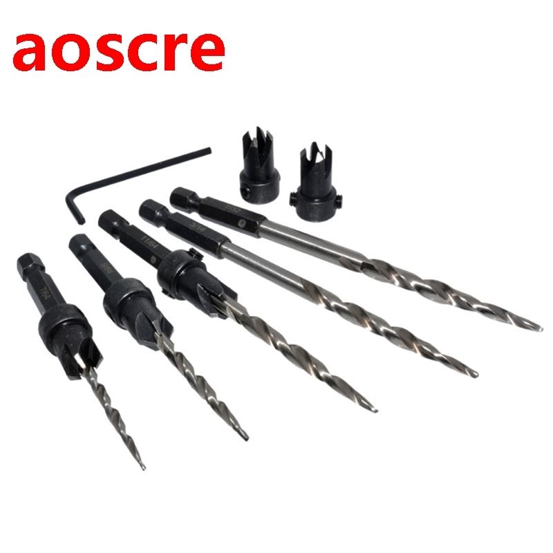 8pcs Woodworking Countersink Drill Bit Set High Speed Steel
