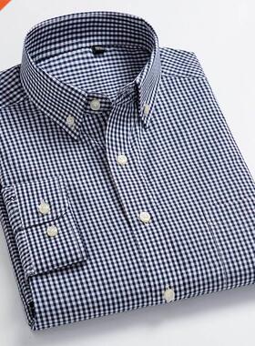 Men's Standard-Fit Long-Sleeve Casual Checked Shirt Sing
