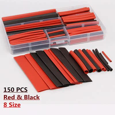 150Pcs/Set Heat Shrink Tubing Ratio 2:1 Polyolefin Tube Sle