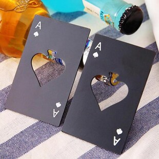 Black Poker Card Beer Bottle Opener Stainless Steel Credit C